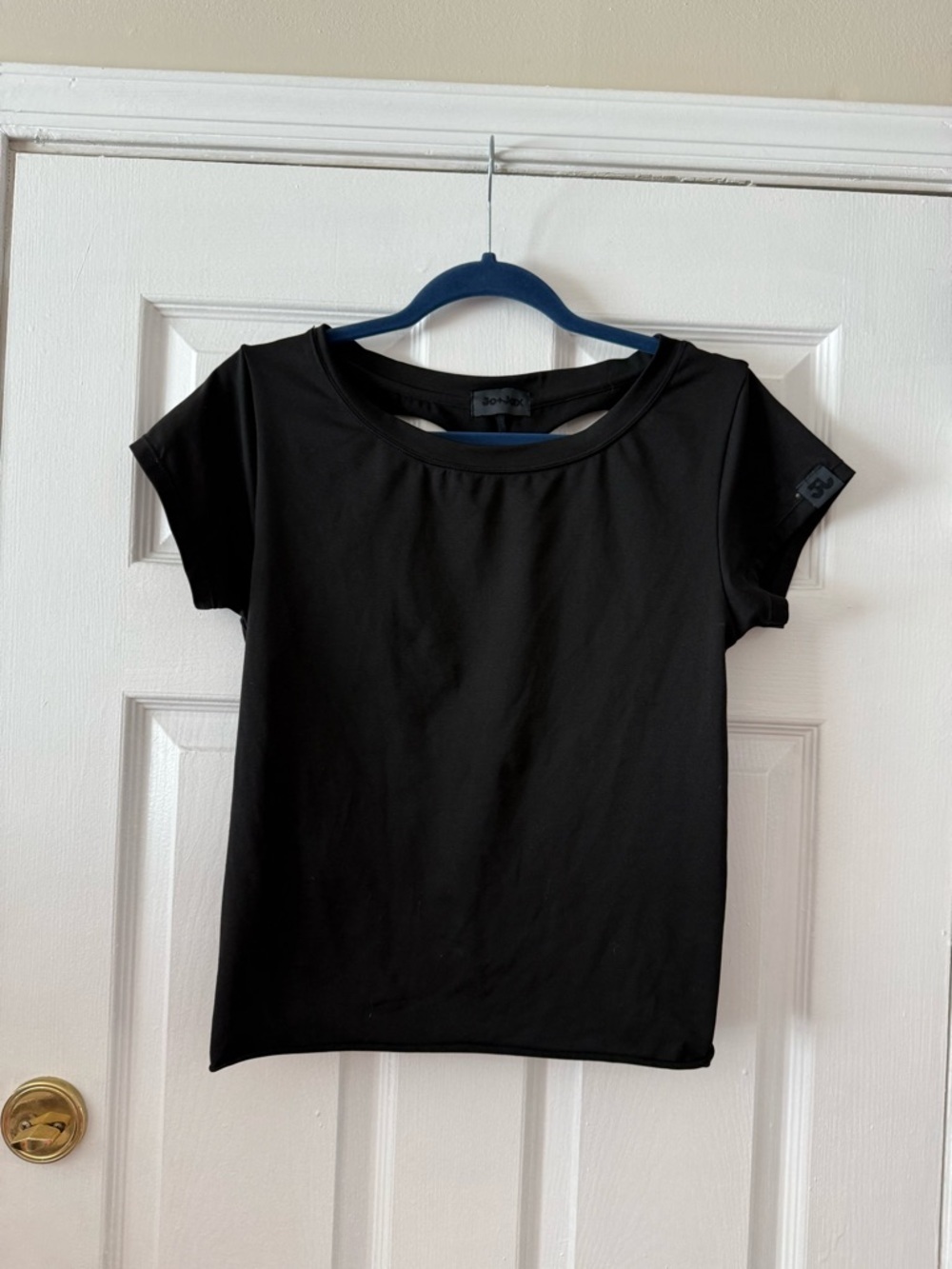 Women's Black Scoop Neck Short Sleeve Top